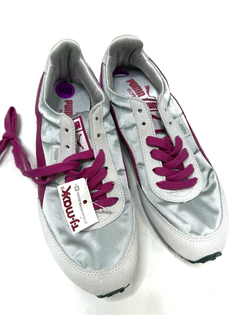 Puma Silver & Pink Satin Eco Ortholite Sneakers